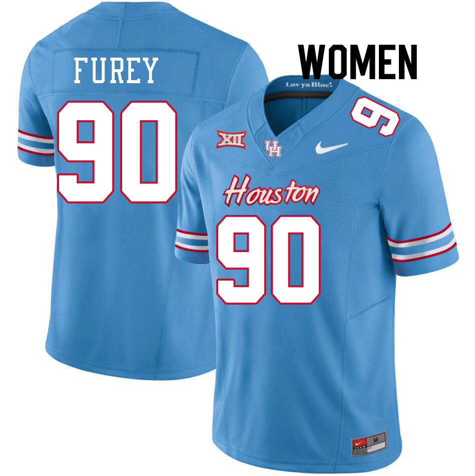 Women #90 Trey Furey Houston Cougars College Football Jerseys Stitched-Oilers